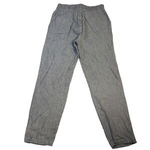 Max Studio Womens Linen Blend Striped Tie Waist Pants Navy White Large 9701L01
